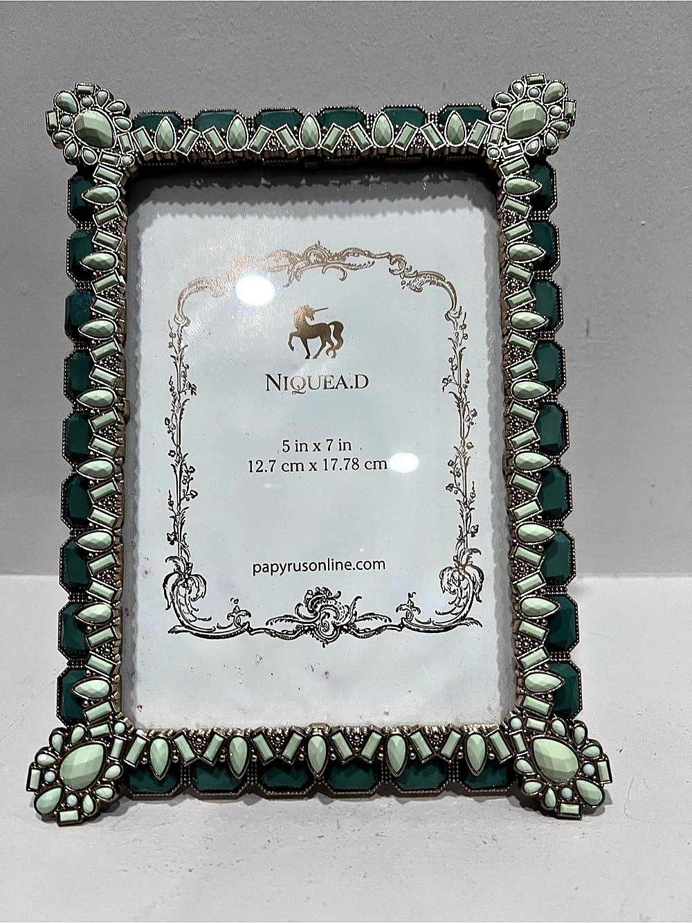 Niquea.D Jeweled 5 x 7 in Picture Frame in Green & Gold
